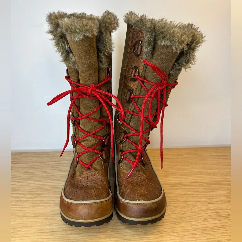 Sorel Tofino Womens 6.5 Brown Leather Faux Fur Waterproof Winter Boots NL2194237